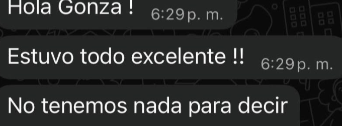 Captura original del mensaje de un cliente de Vil Sonidos, referencia 6
