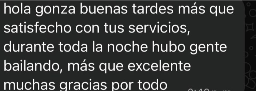 Captura original del mensaje de un cliente de Vil Sonidos, referencia 9