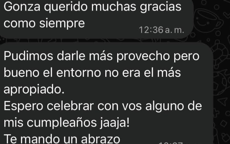 Captura original del mensaje de un cliente de Vil Sonidos, referencia 10